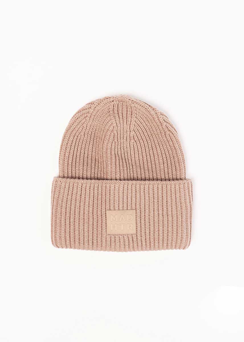 Adult Mad Hatter Ribbed Knit Beanie - Taupe